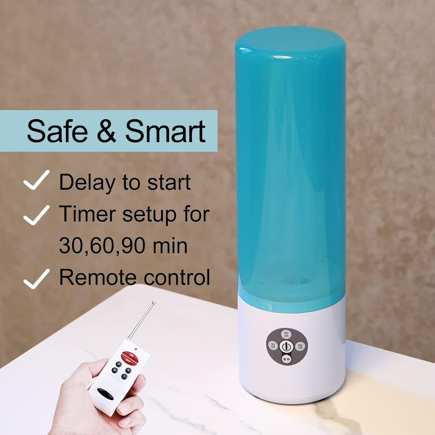 UV Light Sanitizer, 55w 254nm UVC Lamp for Room Surface Disinfection, Kills Bacteria Molds Dust Mites up to 750 sqft, Home/School/Hotel/Travel, 1Y Warranty (Blue with Ozone)