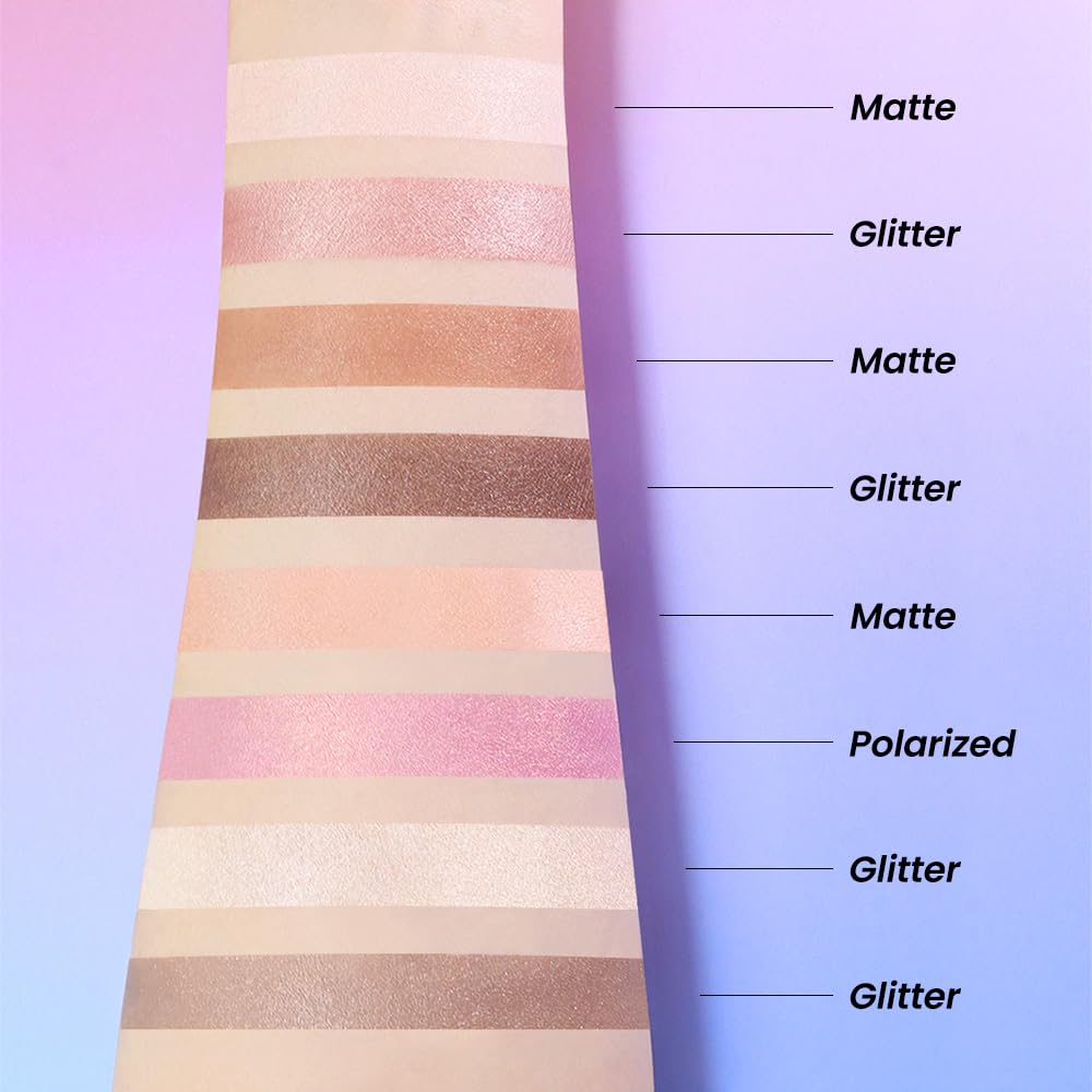 evpct 8 Colors Cream Eye Shadow Palette Makeup for Older Women, Nude Rose Pink Coffee Beige Brown Matte Shimmer Glitter Metallic Dual Eyeshadow Palette Pot creme, Eye Brightener Makeup Highlighter