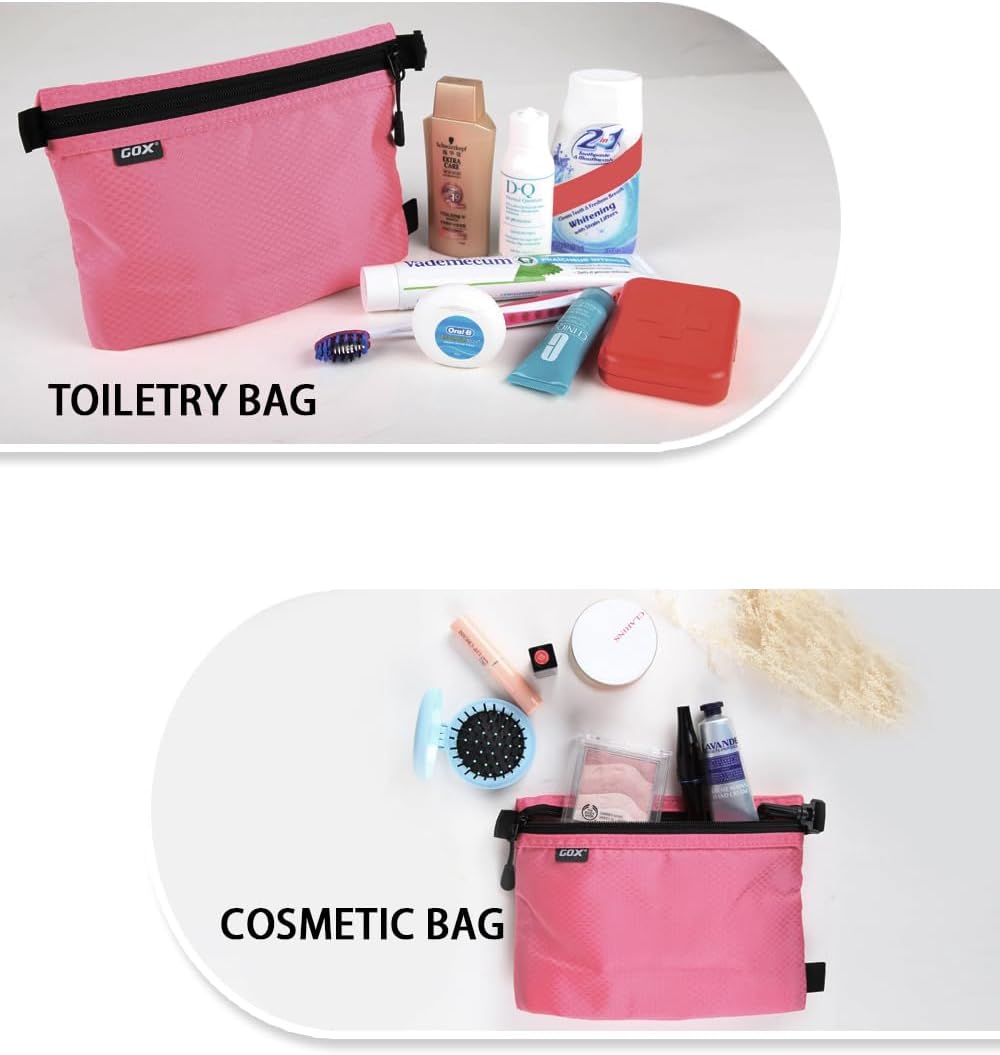 GOX Small Toiletry Bag for Men Bulk Cosmetic Bag Dopp Kit Carry On Zipper Pouch Organization Nylon Small Packing Sack Waterproof