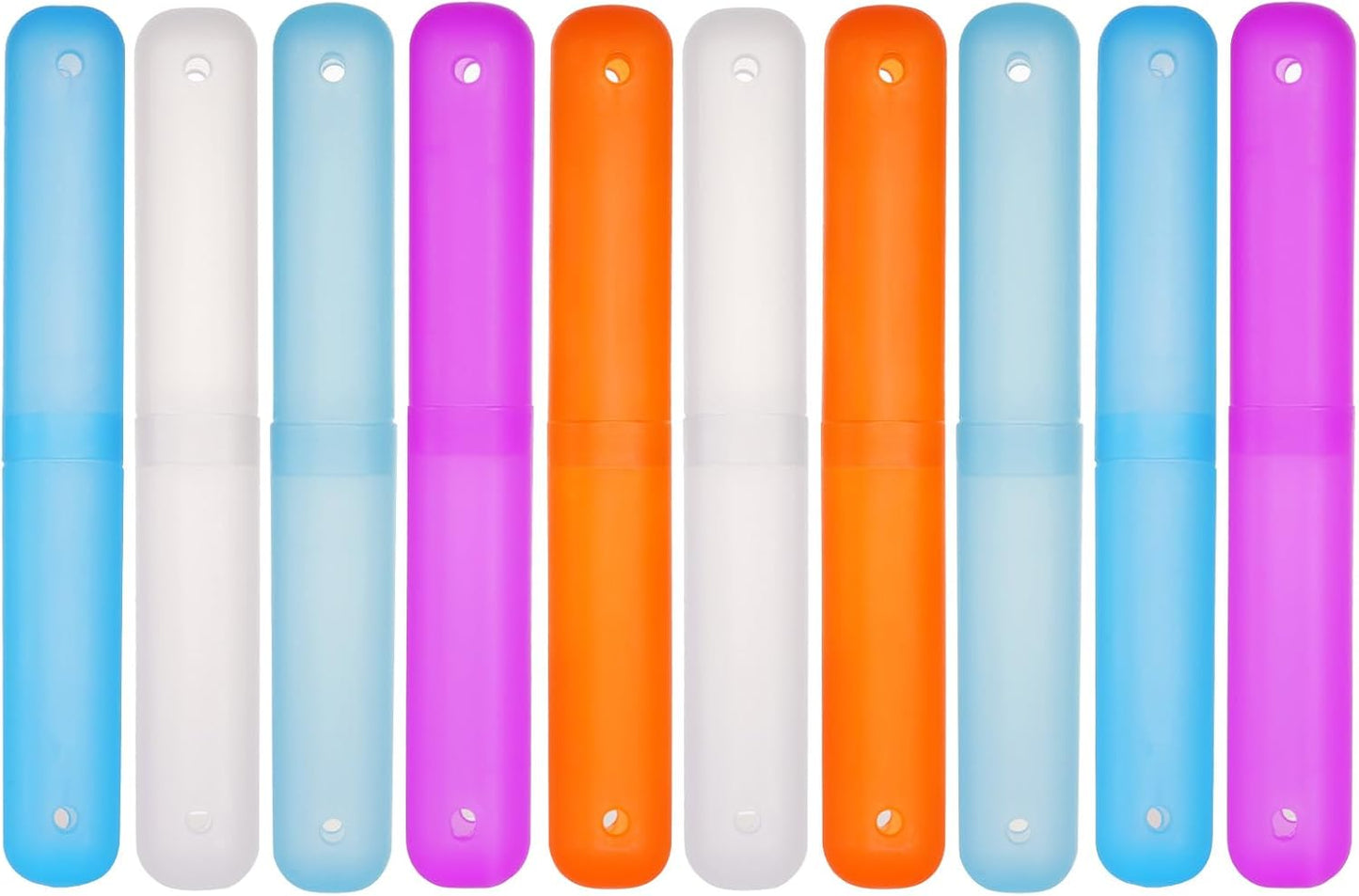 10PCS Plastic Toothbrush Case Five Colors Portable Dust-proof Toothbrush Cases Toothbrushes Holder for Daily and Travel Use(10)
