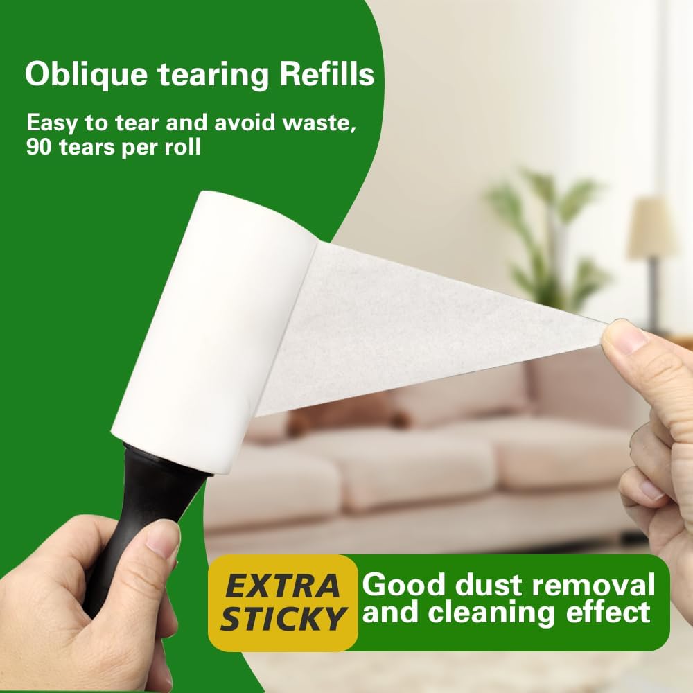 Extra Sticky Lint Roller Refills, 8 Pack with 720 Sheets Total, Pet Hair Remover for Clothes, Car, Furniture (720 Refills)