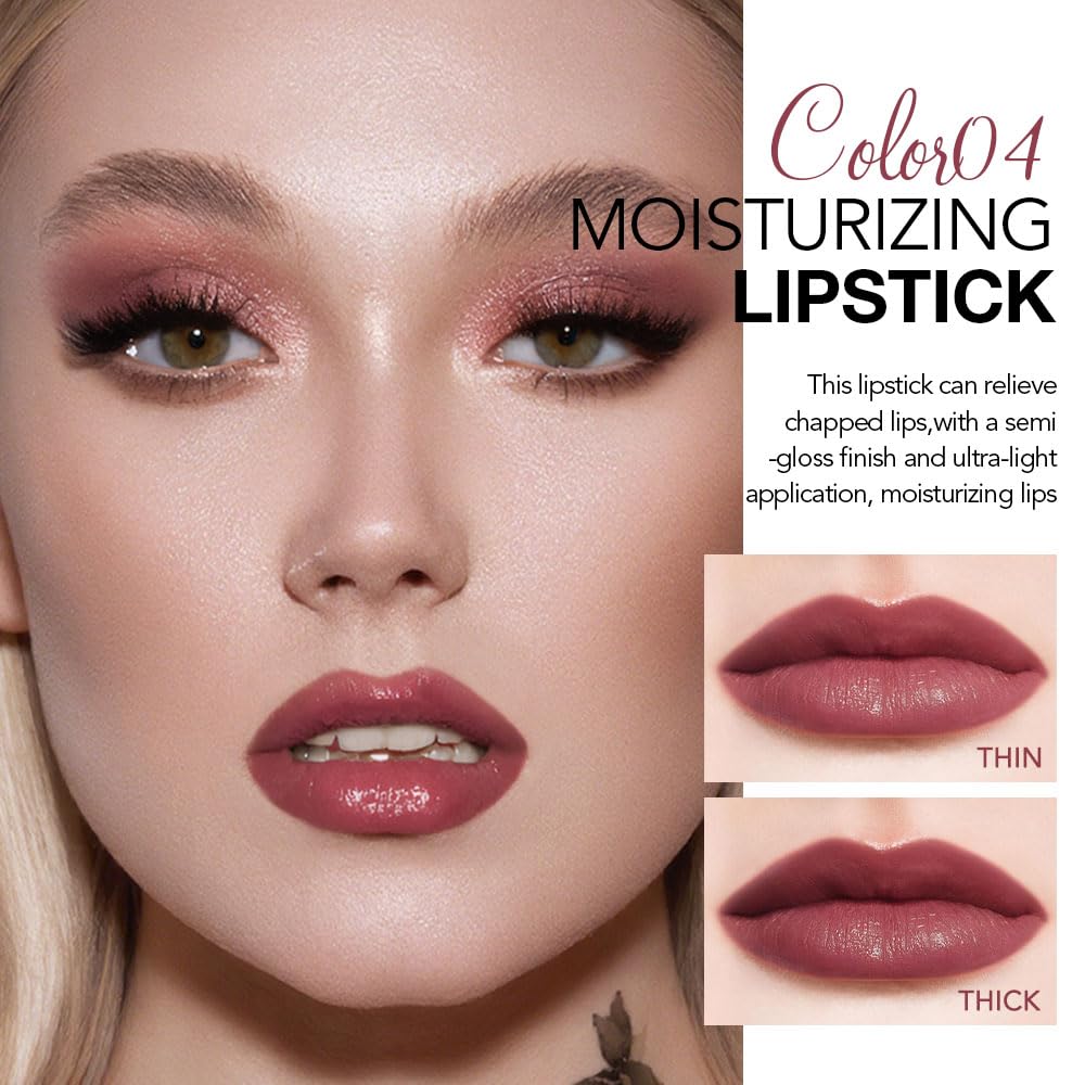 2Pcs Tinted Lip Balm Moisturizing Lipstick – Waterproof Hydrating Matte Lip Balm for Women, Creamy Natural Color Stain for Dry Lips, Soft Matte Finish (1# Warm Orange Nude Brown & 4# Mauve)