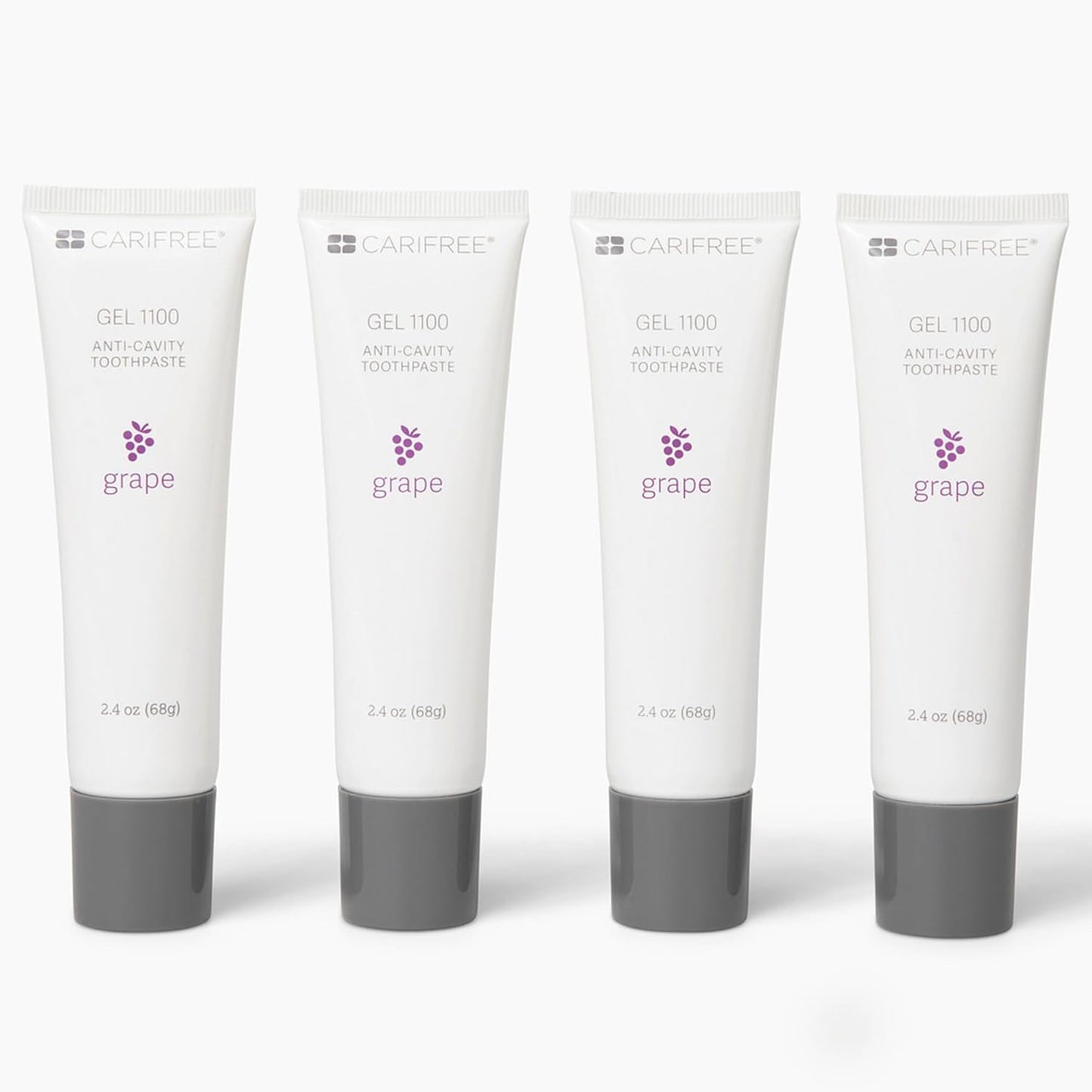 CariFree Gel 1100, Grape Flavored, Anti-Cavity Fluoride Toothpaste with Nano Hydroxyapatite for pH Neutralization, Enamel Protection, Dentist Recommended, Dentist Developed, 2.4 Ounce (Pack of 4)