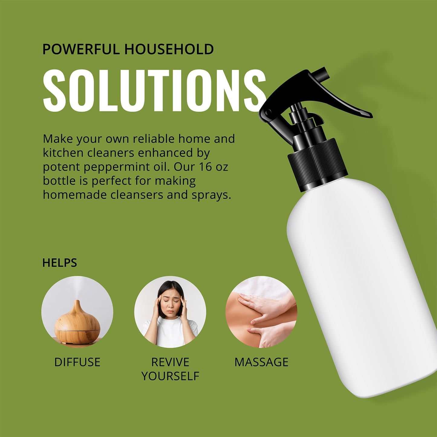 Peppermint Essential Oil (16 oz, 2 Pack) – Bulk Peppermint Oil for Diffusers, Candles, Cleaning & Sprays