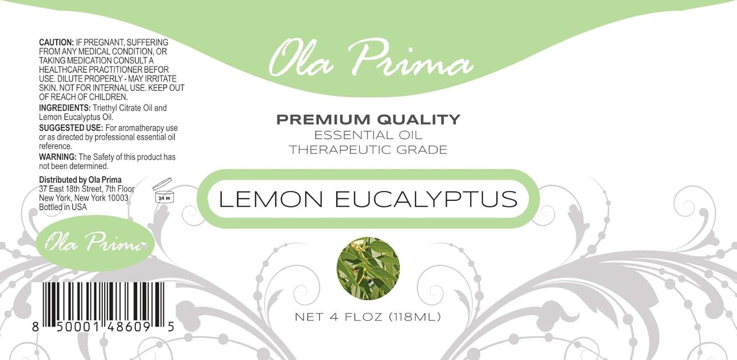 Ola Prima Lemon Eucalyptus Essential Oil – Therapeutic Grade for Aromatherapy, Diffuser, Relaxation, Cosmetic Making, Dropper – 4 fl oz – Eucalyptus Lemon Scent Aromatherapy Oil
