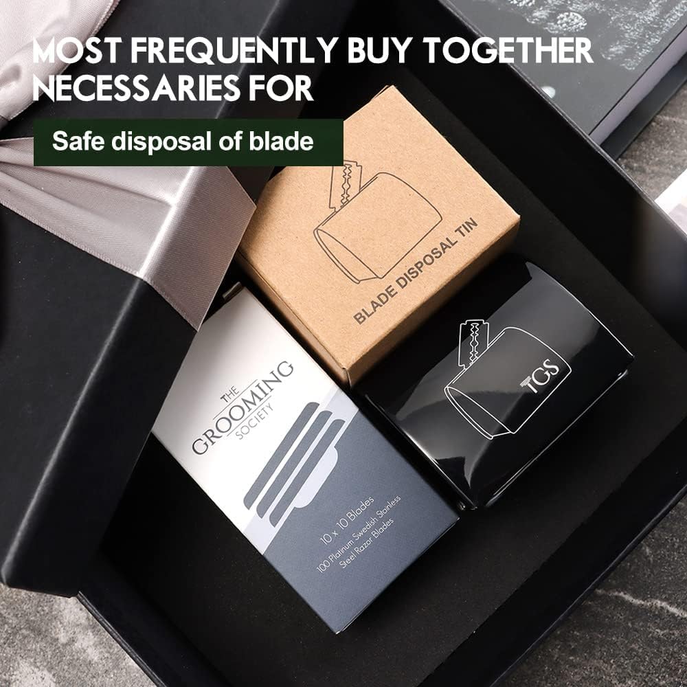 Razor Blade Storage Bank & Disposal Case, Mail Box for Used DE Safety Razor Blades (Black)
