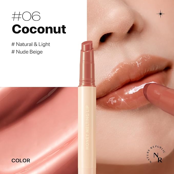 Nature Republic HONEY MELTING LIP 6-10 (06 COCONUT) K-BEAUTY, Lip Plumper, Tint, Balm, Korean, Lip Gloss, Cute, Glow