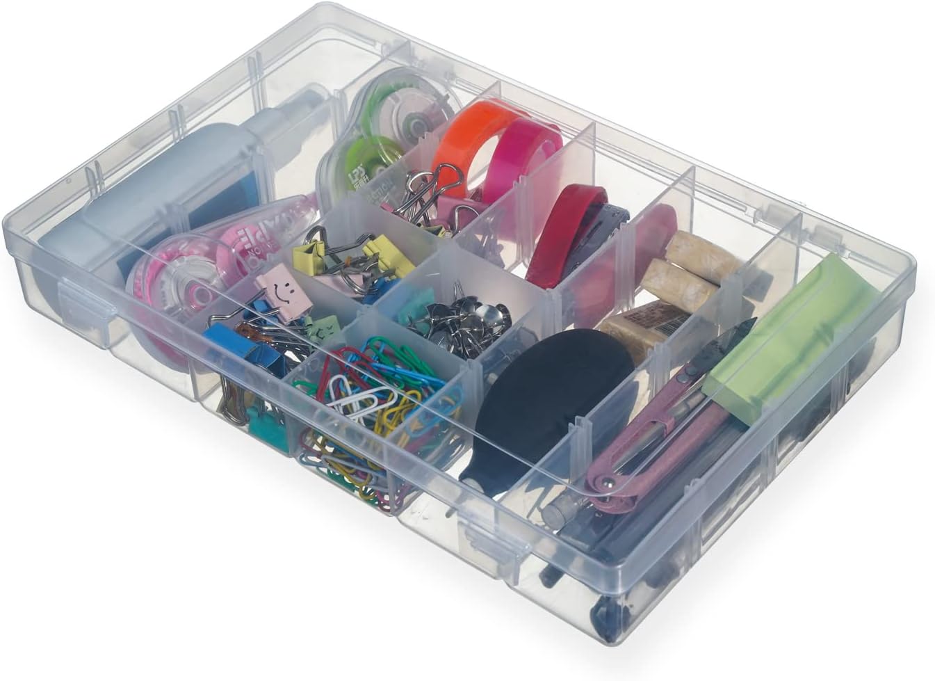 2 Pack 24 Grids Plastic Small Crafts Storage Boxes with Adjustable Dividers (10.5" × 6.7" x 1.57")