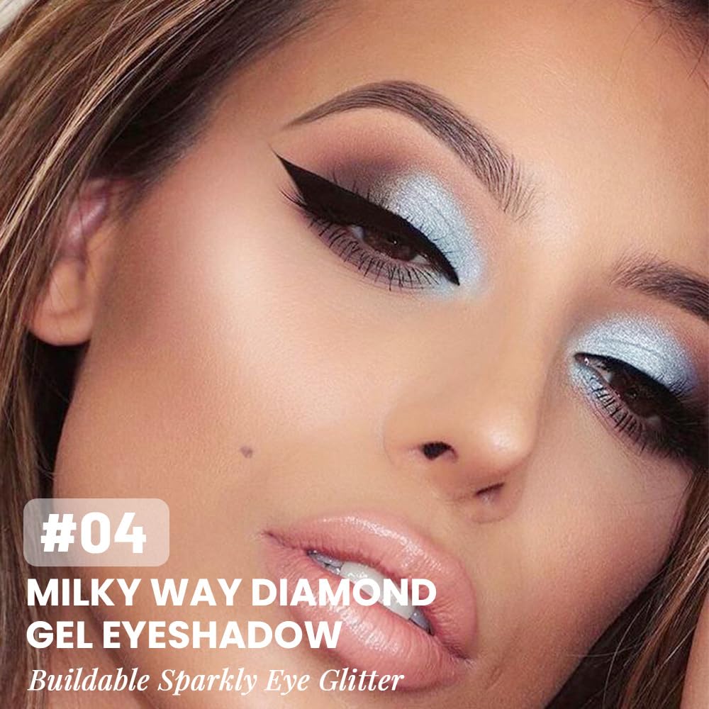 Monochrome Glitter Eyeshadow Palette,Single Light Sky Blue Shimmer Eyeshadow,Long-Lasting Sheer Eye Makeup With A Sparkle Finish,Smooth Formula,Vegan & Cruelty-Free