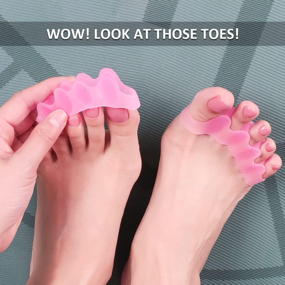 4 Pcs Toe Separator,Bunion Corrector for Women Men Toe Spacers to Correct Bunions Toe Straightener Yoga Toe Stretcher Big Toe Correctors Gel Toe Separators (Blue+Pink)