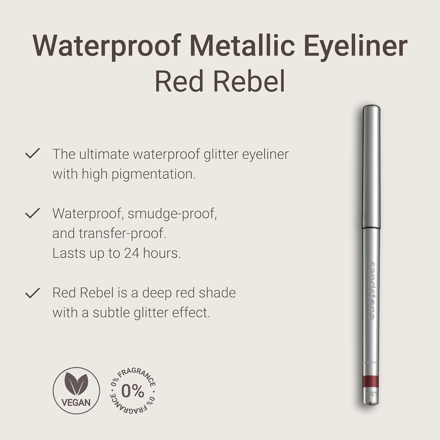 Hypoallergenic Waterproof Red Rebel Eyeliner Pencil