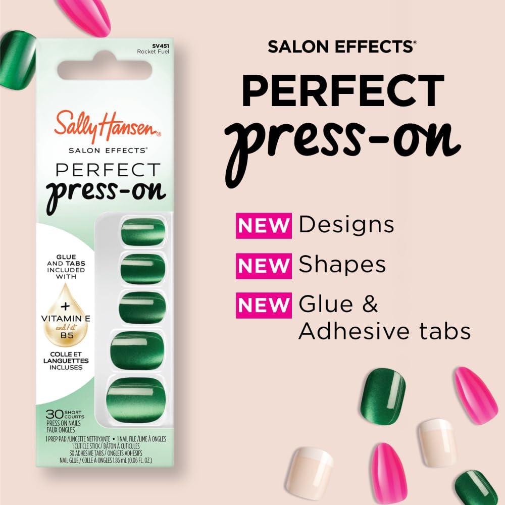 Sally Hansen Instant Cuticle Remover & Salon Effects Going Wild Press On Nails Kit - 15 Second Cuticle Gel with Aloe & 30 Nail Designs with Nail Glue