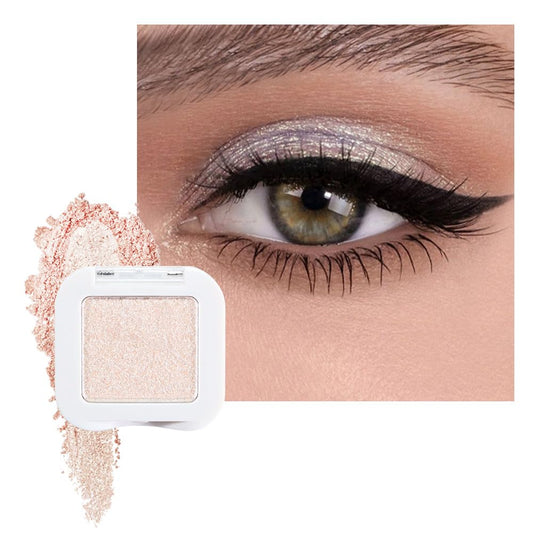 Glittler Single Eye Shadow Palette Makeup, Sheer White Sparkle Shimmer Monochrome Eyeshadow For Old Women, Pigmented Waterproof Sombras Para Ojos, Vegan, Talc, Paraben & Cruelty Free, 02