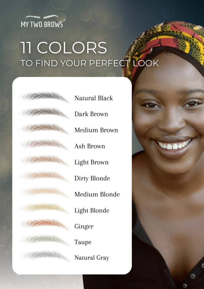 (10 pairs) Natural Black Temporary Eyebrow Tattoo - Medium Size - Waterproof & Smudgeproof - Classy Curve Style Eyebrow Stickers - Sheet Lasts up to 30 Days - Won't Work on Existing Brows