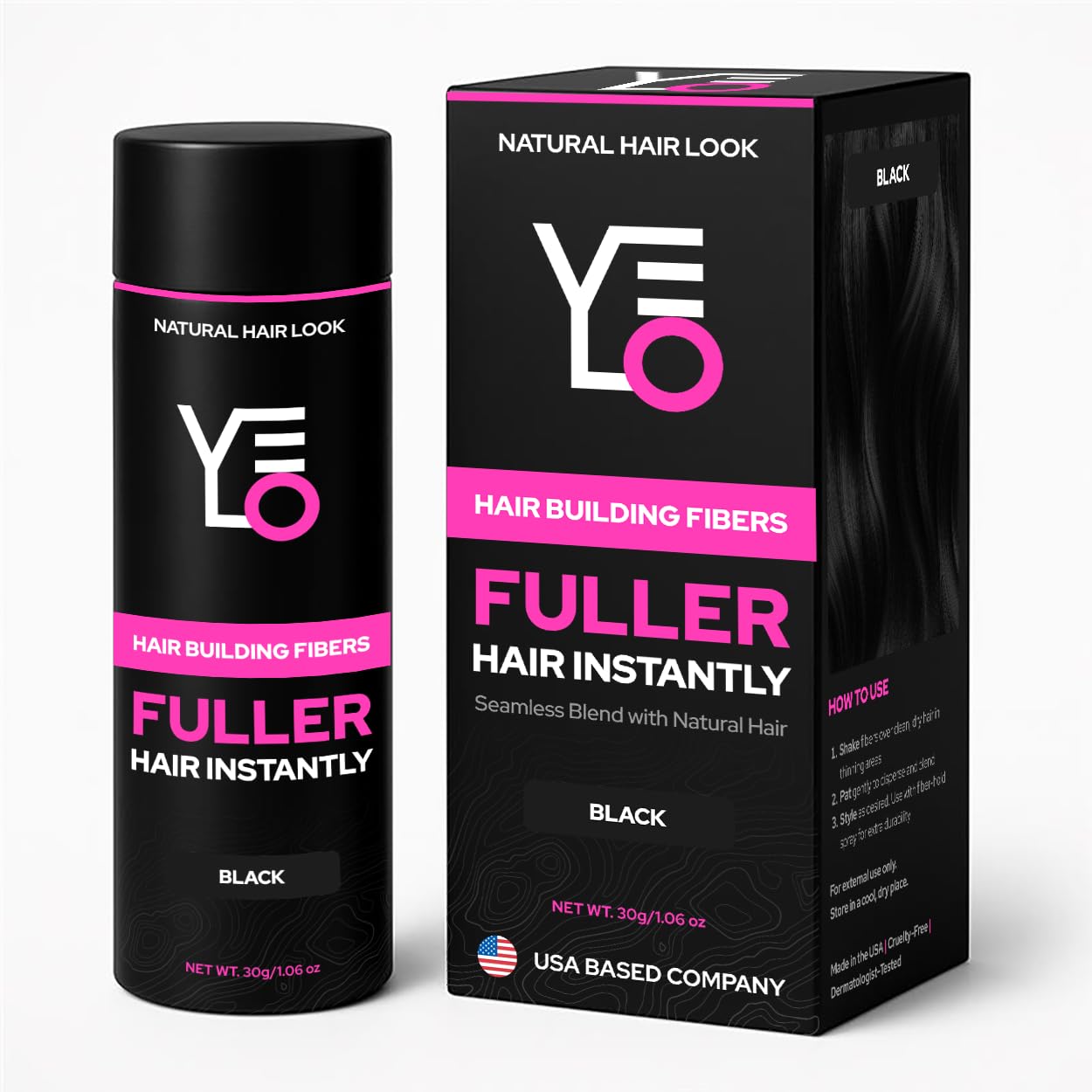 VELO Hair Building Fibers for Thinning Hair –BLACK Hair Fibers for Men & Women – Covers Bald Spots, Hairline Powder, Hair Thickening Fibers – Hair Filler Powder for Fuller-Looking Hair – 30g