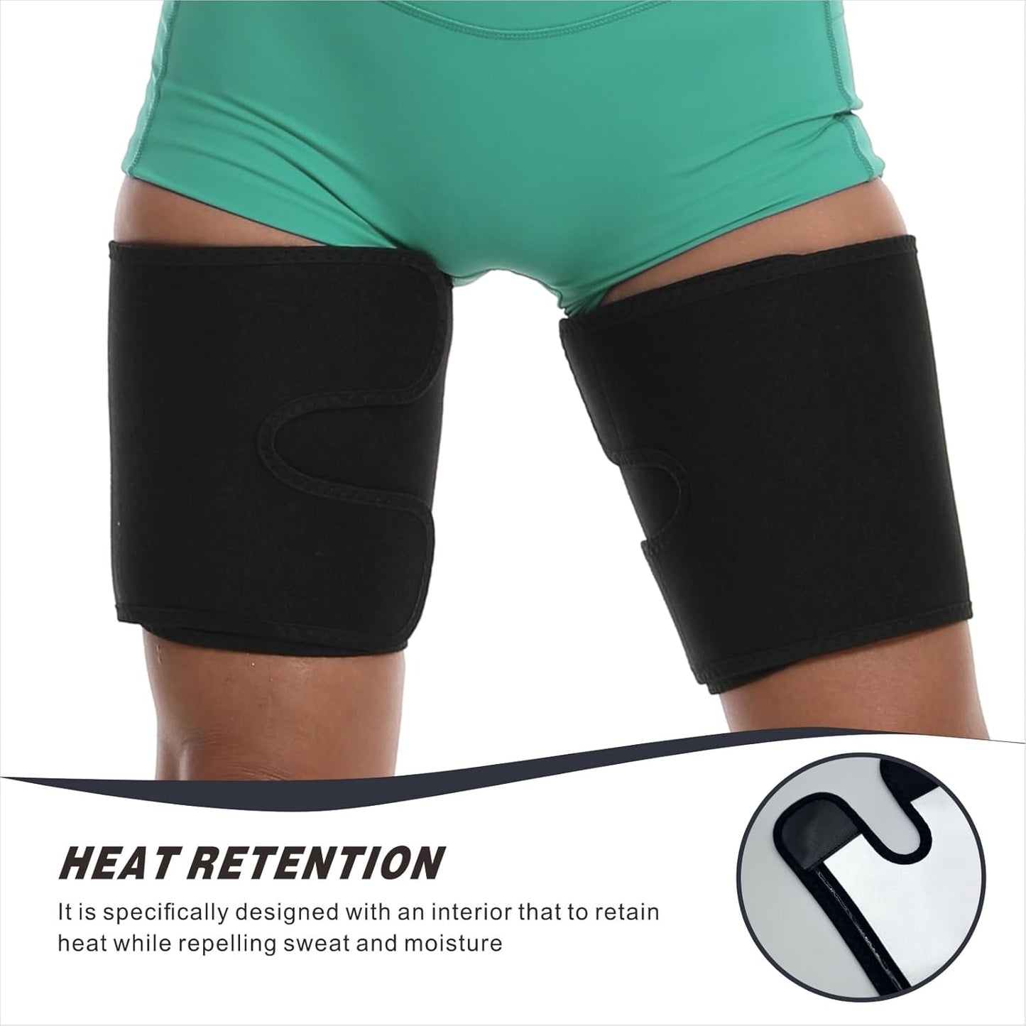 Sauna Leg Sleeves 2-Pack, Non-Slip Sweat Thigh Wraps for Women & Men Adjustable Thigh Trimmer Slimming Workout Gear