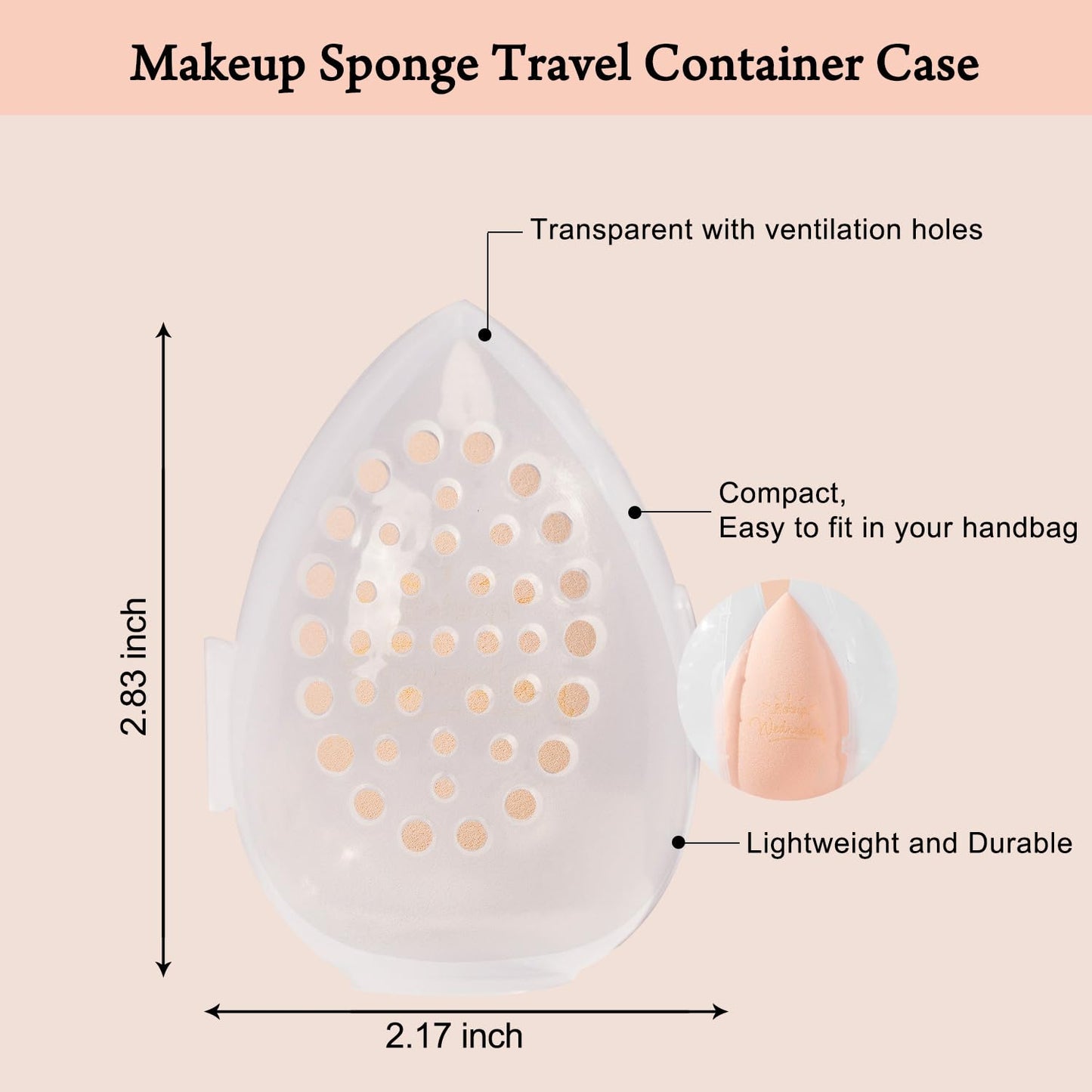 Real Perfection Makeup Sponge Set Blender Sponges, Latex-Free Beauty Makeup Sponges 7 pcs with 1 Travel Container Case for Blending Foundation Liquid Cream and Powder (Beige)