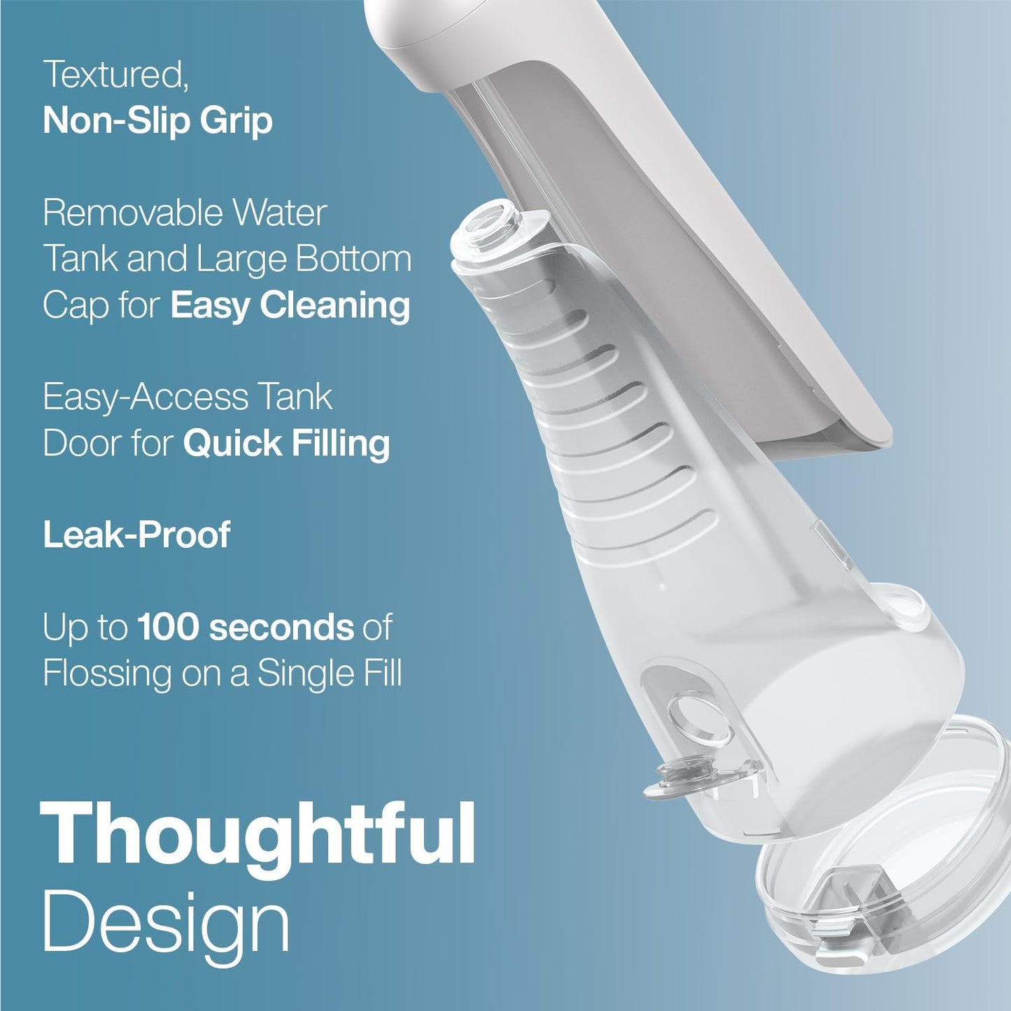 AquaSonic Aqua Flosser PRO - Rechargeable Cordless Water Flosser for Teeth, Gums & Tongue - Modern Design, 300ml Large Tank, 6 Jet Tips with Deluxe Tongue Nozzle, 3 Modes, Waterproof Optic White