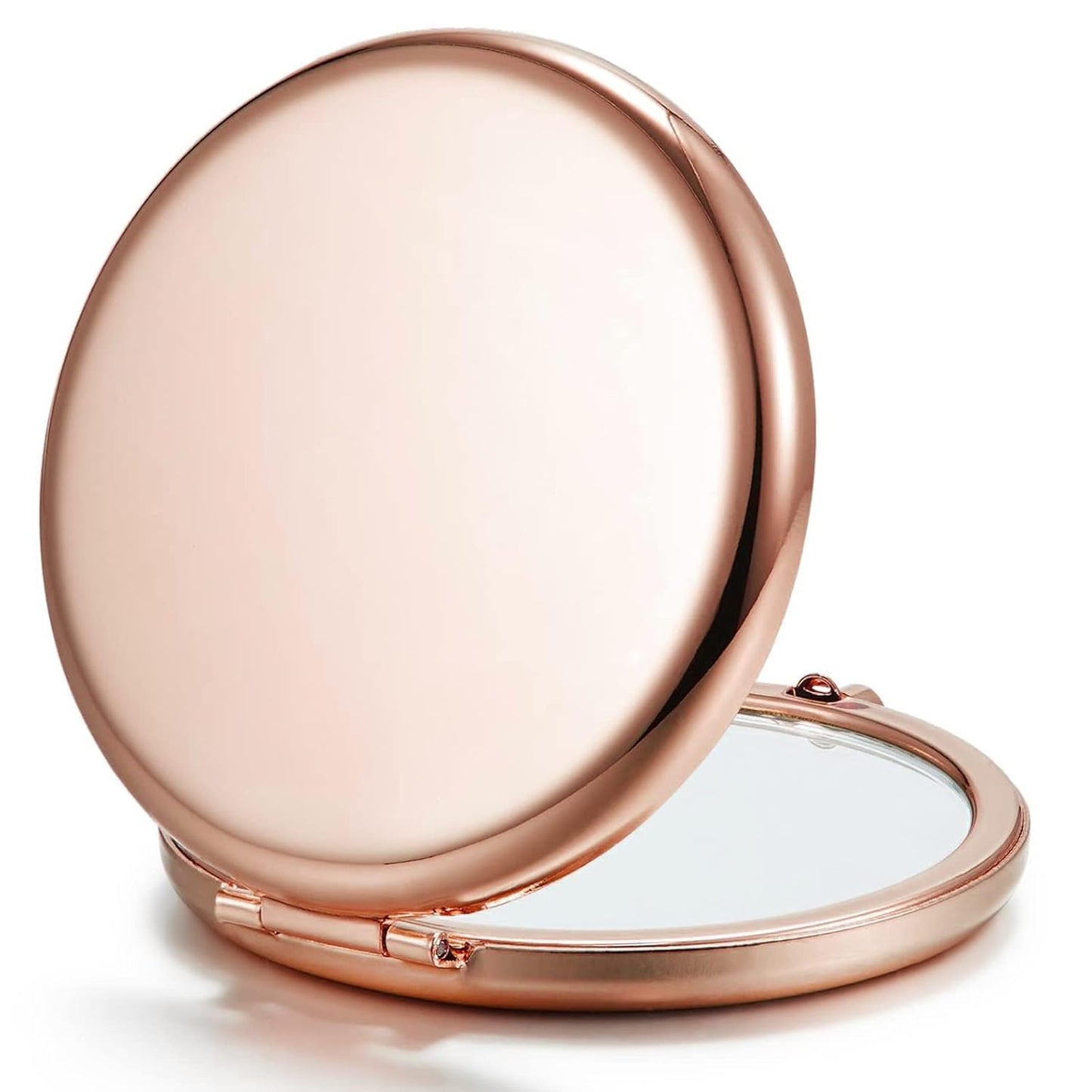 Compact Mirror for Purse, Set of 100 Double-Sided 1X/2X Magnifying Metal Pocket Makeup Mirrors(Round, Rose Gold)