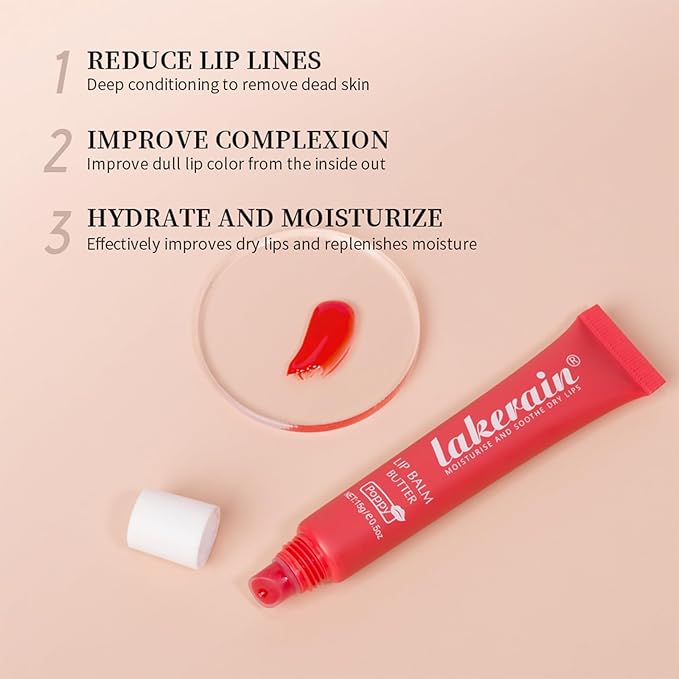 Lip Glowy Balm Butter Lip Balm Plumps Moisturizing Hydrating Lip Mask Repair Moisturizer Lips Care Lip Treatment for Dry Cracked Lip, Glossy Finish, Vegan Tinted Lip Balm Chapstick (#1 Vanilla)