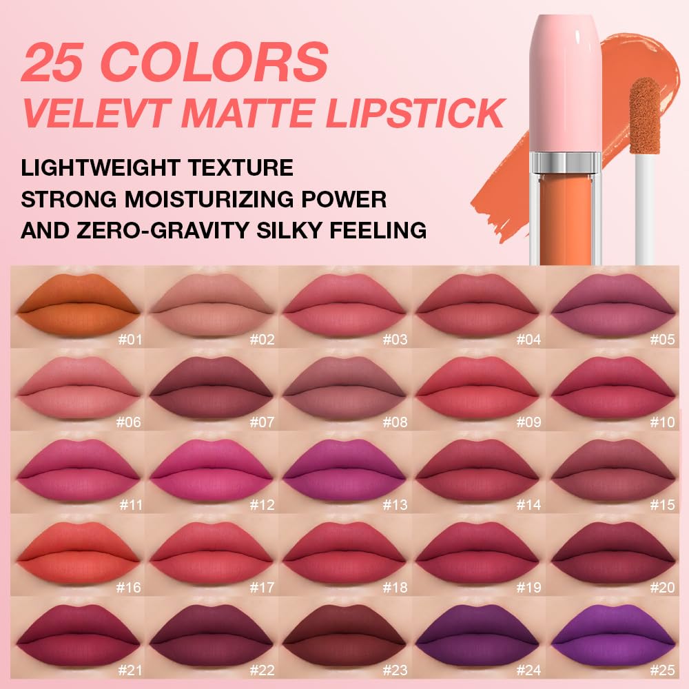 BINGBRUSH Super Matte Longwear No-Budge Stay On Smudge Proof Liquid Lipstick Long Lasting Makeup for Women,Highly Pigmented Color and Instant Shine, Cheeky