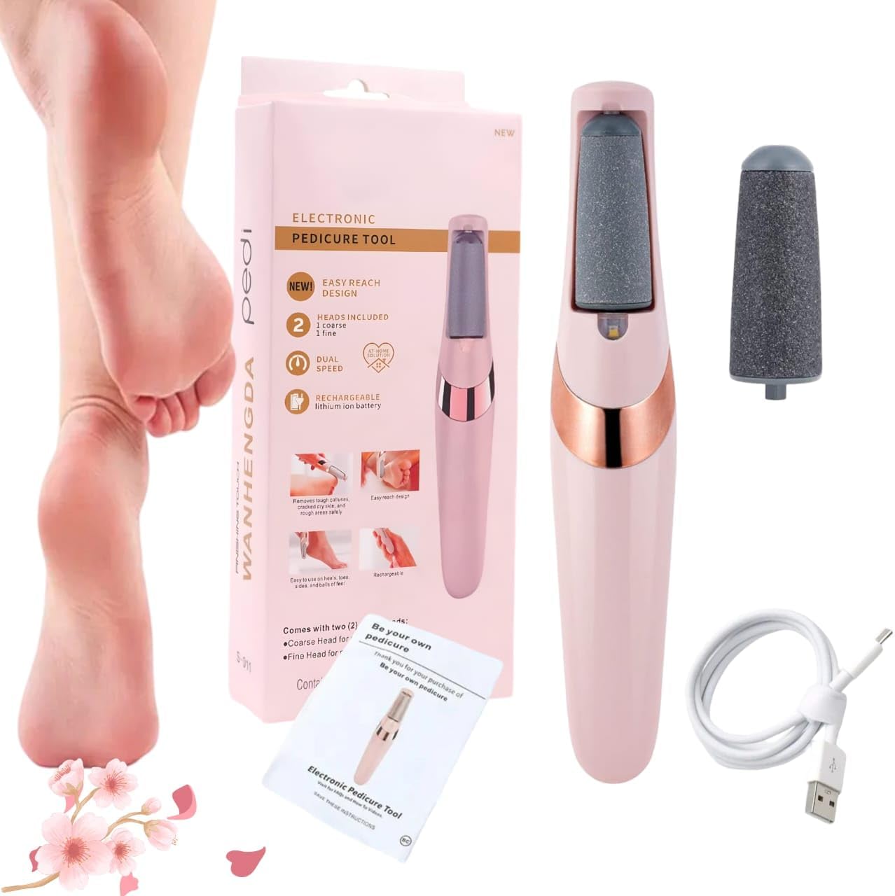 Electric Foot Callus Remover – Strongest Callus Remover for Feet, Rechargeable Pedicure Tool for Dry Heel Skin Remover, Home Spa Use - New Version (Amazon Exclusive)