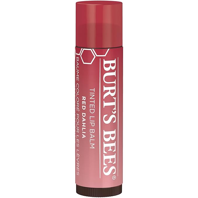 Burt's Bees Lip Tint Balm with Long Lasting 2 in 1 Duo Tinted Balm Formula, Color Infused with Deeply Hydrating Shea Butter for a Natural Looking Buildable Finish, Fiery Red Dahlia (2-Pack)