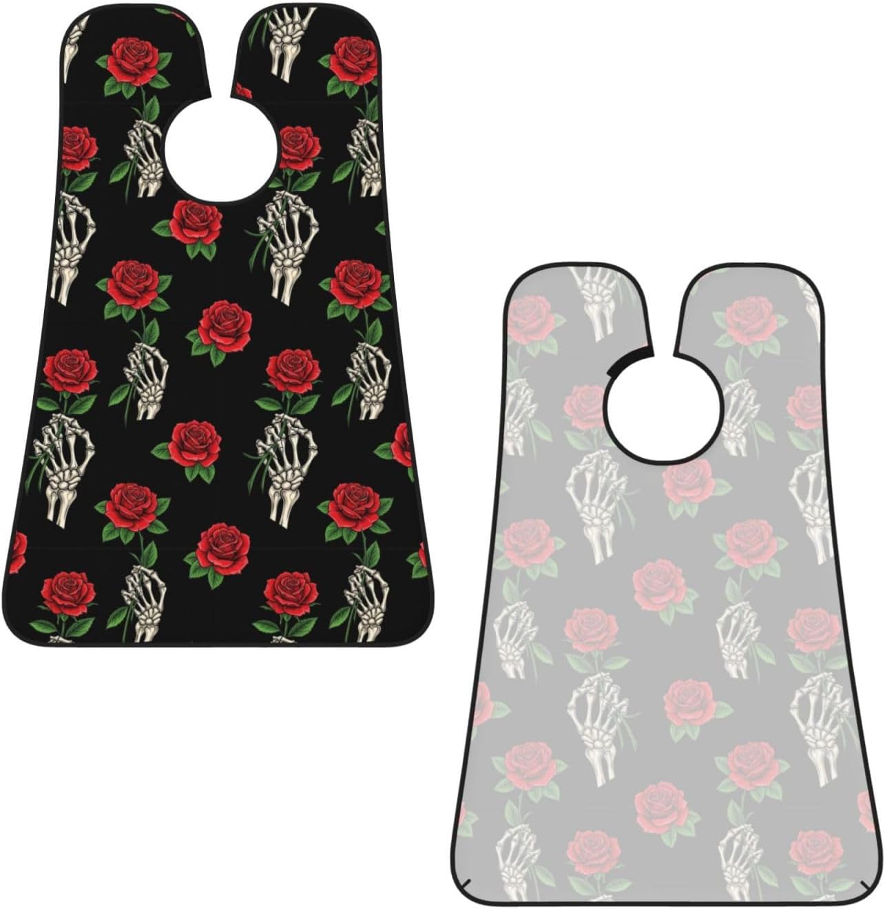 Beard Apron Hair Catcher, Black Goth Skull Skeleton Hand Holding Red Rose Shave Bib, Waterproof Non-Stick Shaving Bib, Trimming Grooming Tool for Dad Men Anniversary