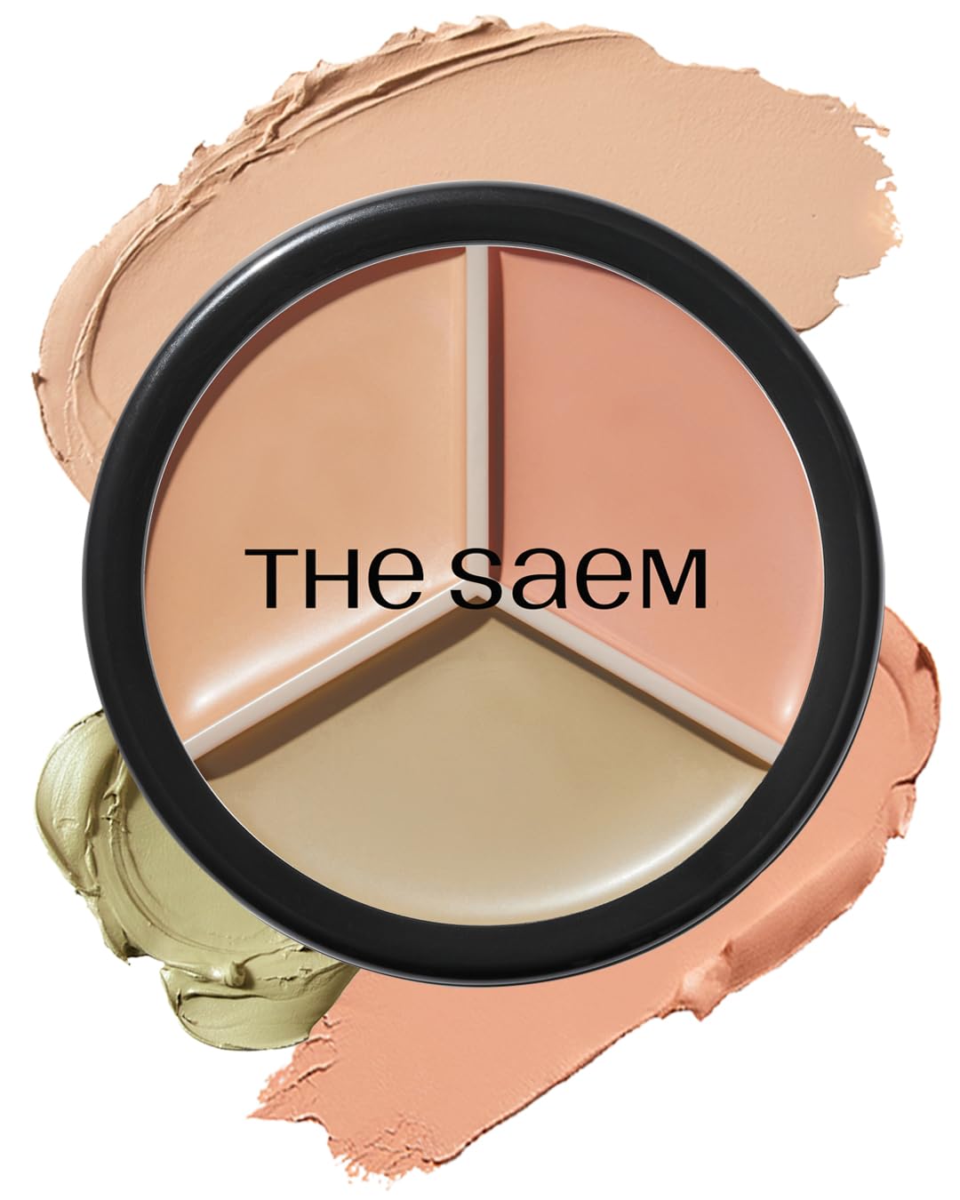 THESAEM Cover Perfection Triple Pot Concealer - 3 Color Concealer with Clear Beige, Green & Peach Shades - Full Coverage to Correct & Conceal Redness, Dark Circles, 01 Correct Beige