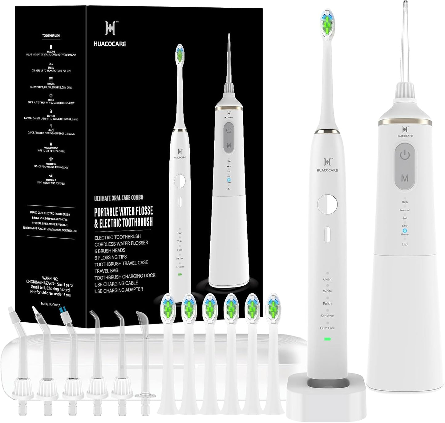 Upgraded Model Water flosser and Electric Toothbrush Combo-5 Brushing & Flossing Mode-Game-Changer for Your Oral Care Routine.2-in-1 Oral Clean Kit-for Teeth Cleaning and Gum Health(White)