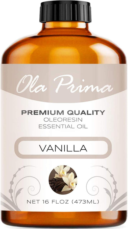 Ola Prima Vanilla Essential Oil 16oz – Therapeutic Grade Big Bottle for Aromatherapy, Diffuser & Candle Making, Vanilla Candle Scent - Essential Oils