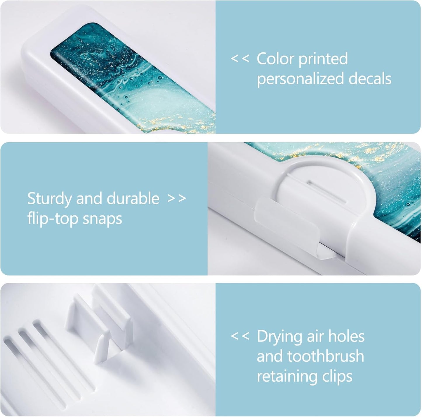 Toothbrush Travel Case - Colorful Pattern, Holder and Covers for Toothbrushes, Includes Tongue Scraper Case