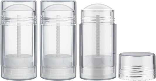 Tekson 2.5oz Empty Refillable Deodorant Containers, 3PCS Twist-UP Containers Tubes, Empty Balm Travel for Lotion Stick(Clear)