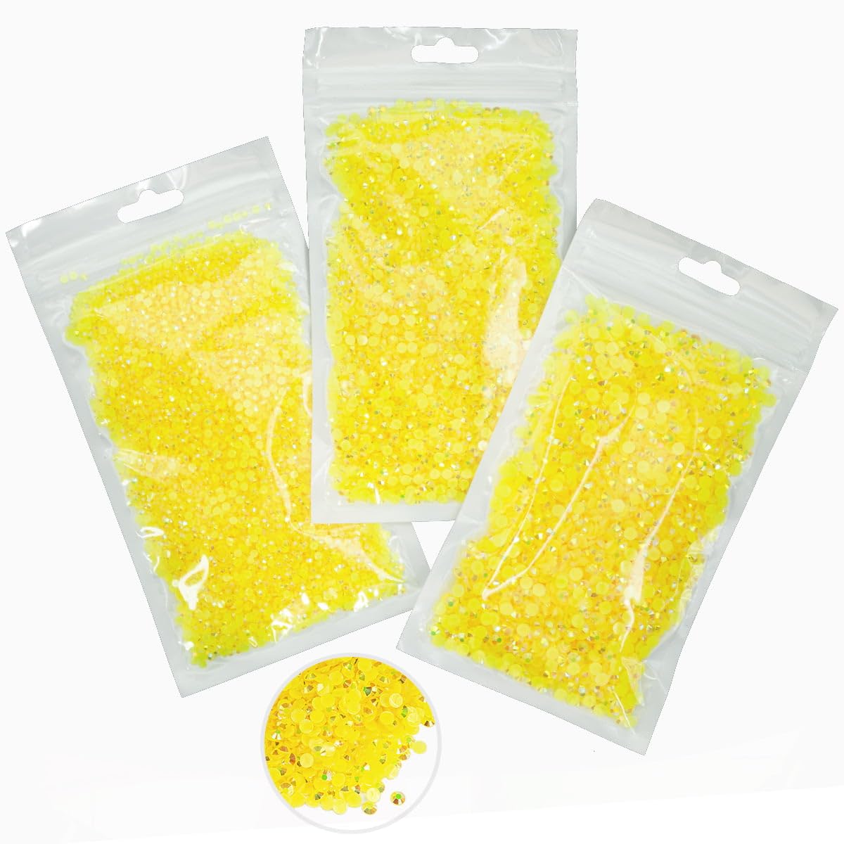 16000PCS Lemon Yellow AB Resin Rhinestones for Crafting 3mm 4mm 5mm Citrine Flatback Jelly Stones Bulk SS10 SS16 SS20 Diamonds Gems for Nails Face Eyes Makeup Mugs Tumblers Bottles DIY Crafts Clothes