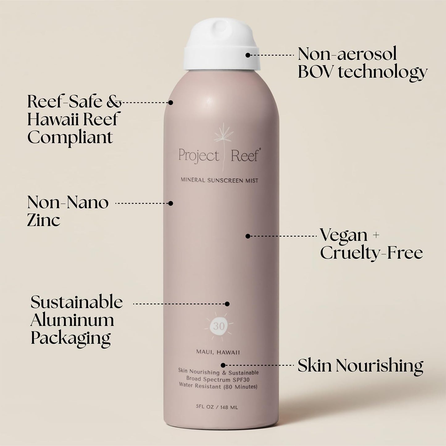 SPF 30 Mineral Sunscreen Spray – Non-Aerosol, Reef-Safe Zinc Sunblock with Natural Ingredients for All Skin Types