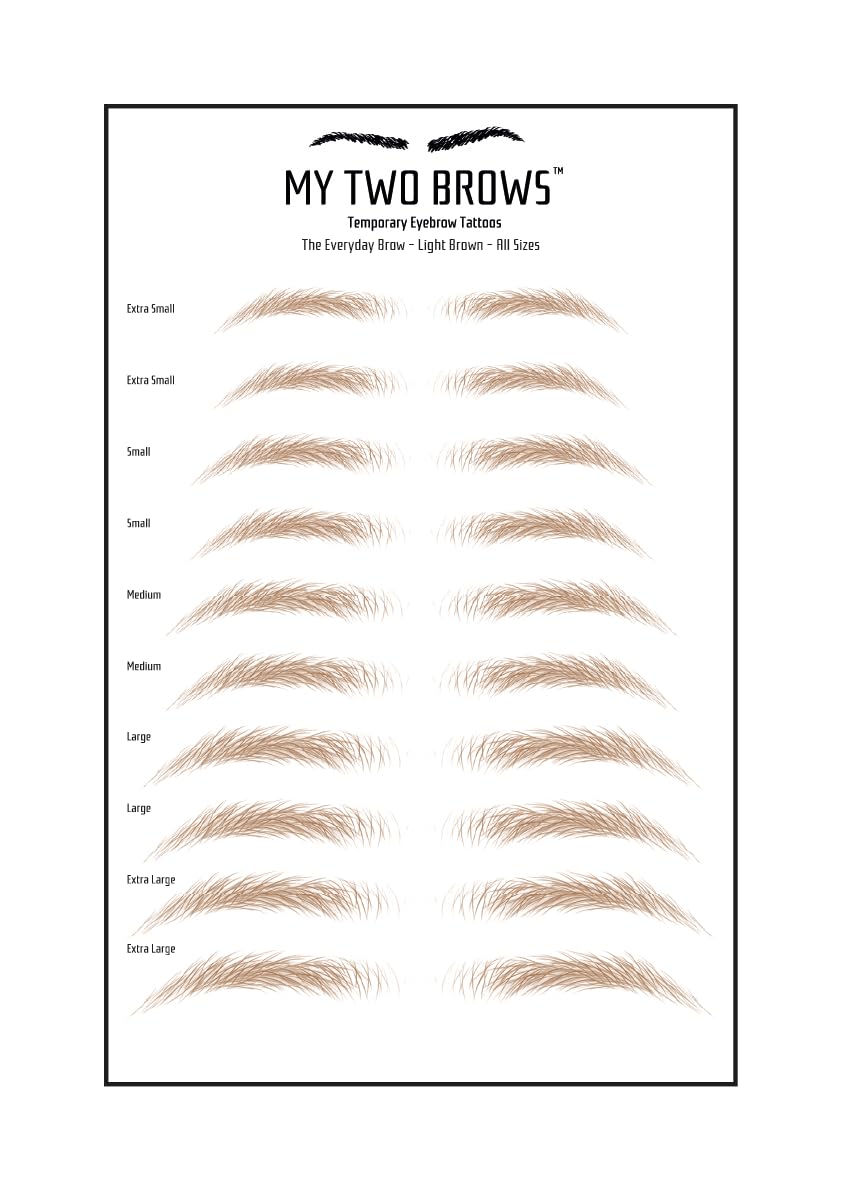 (10 pairs) Light Brown Temporary Eyebrow Tattoo - Extra Small Size - Waterproof & Smudgeproof - Everyday Brow Style Eyebrow Stickers - Sheet Lasts up to 30 Days - Won't Work on Existing Brows
