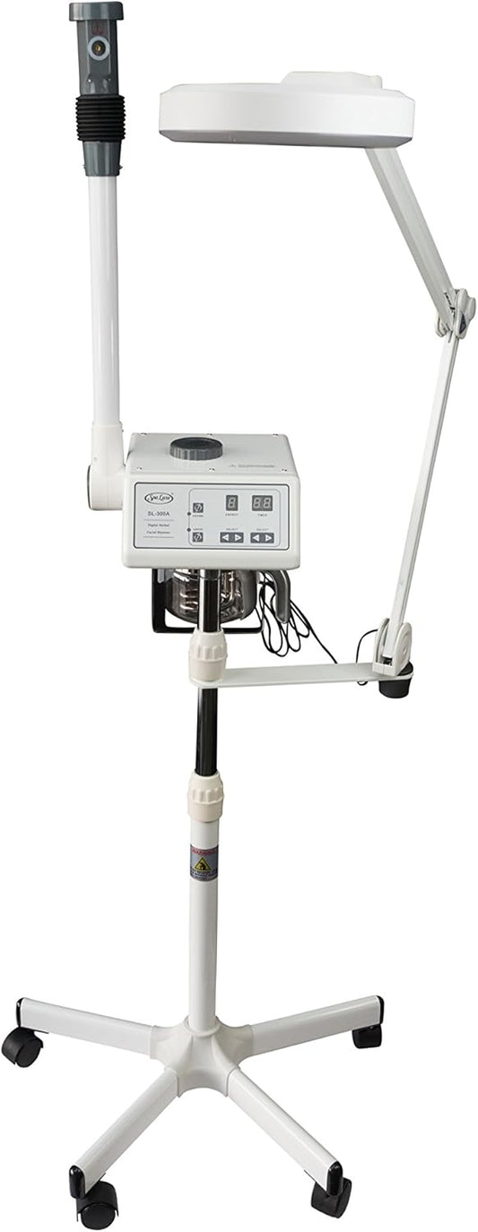 Professional Facial Steamer with LED Magnifying Lamp - 2 in 1 Digital Controls, Aromatherapy, Esthetician Supplies for Beauty Salon, Spa Equipment, and Home Use- Combo Unit