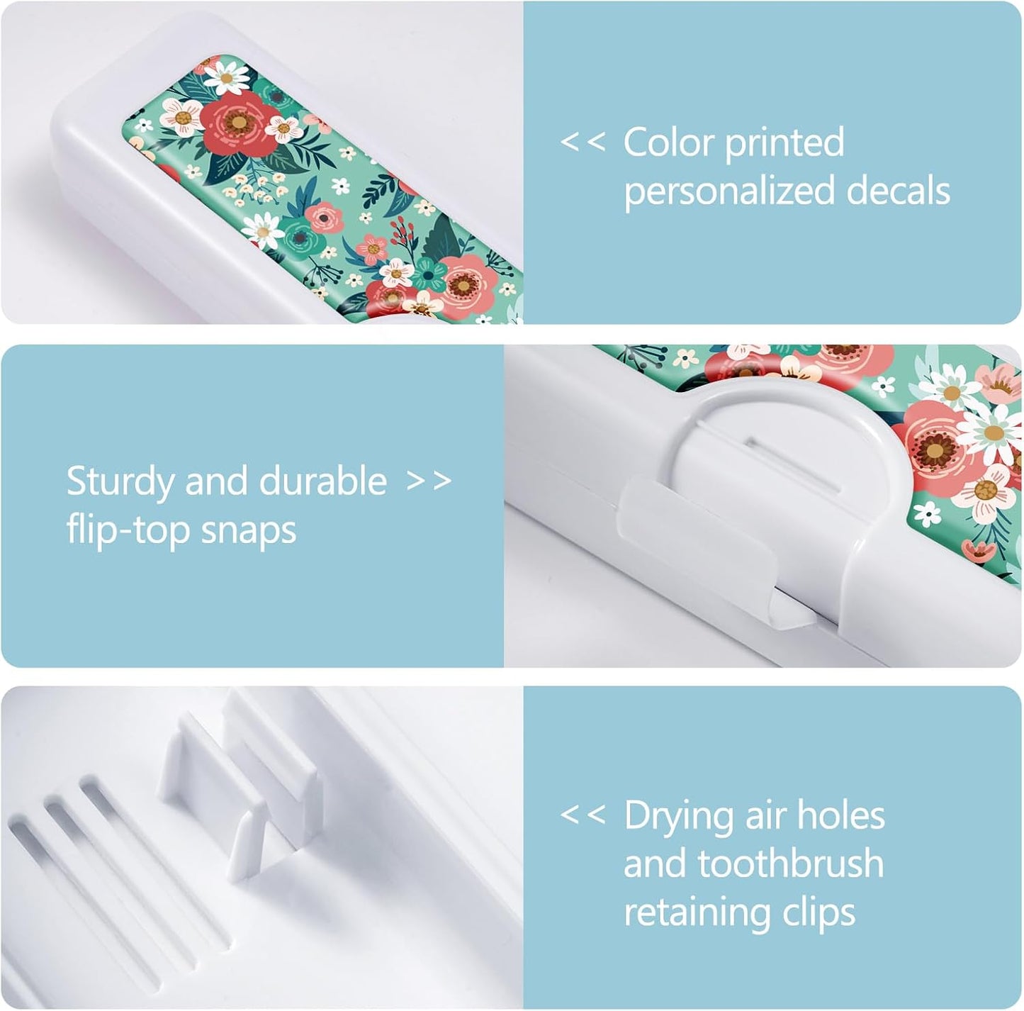 2 Pcs Toothbrush Travel Case - Colorful Pattern, Holder and Covers for Toothbrushes, Includes Tongue Scraper Case