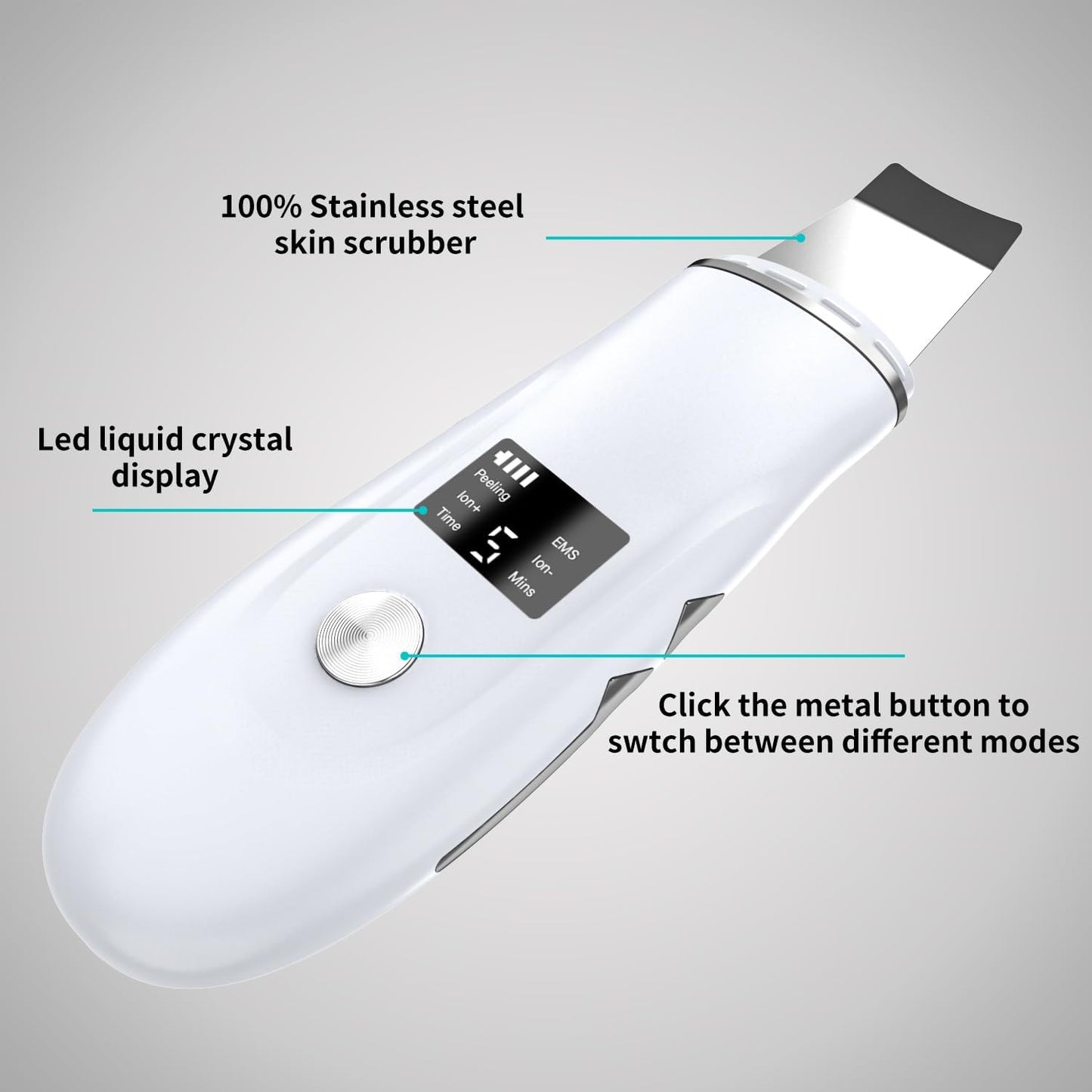 Face Scrubber Skin Spatula - Blackhead Remover Deep Cleansing Tool for Pore Extraction, 4-in-1 Fast Charging Dock Blackhead Remover Face Spatula for Facial Skincare Women Gift (White)