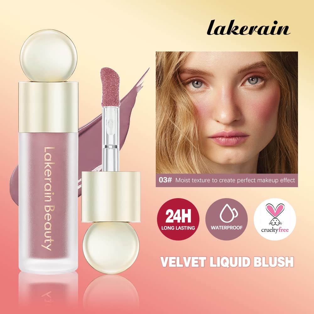 Liquid Blush Stick for Cheeks - Soft Velvet Cream Blush in Pink & Red - Natural-Looking Matte Finish, Waterproof & Long Lasting - Dewy Cheek Tint - Moisturizing & Lightweight Blendable Makeup (3#)