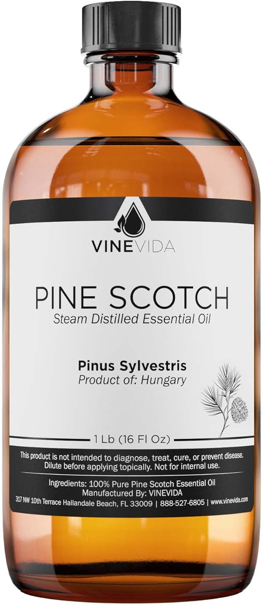 VINEVIDA Pine Scotch Essential Oil - 16 oz - Undiluted - DIY Candle Scents - Bulk for Soap Making & Skin Safe