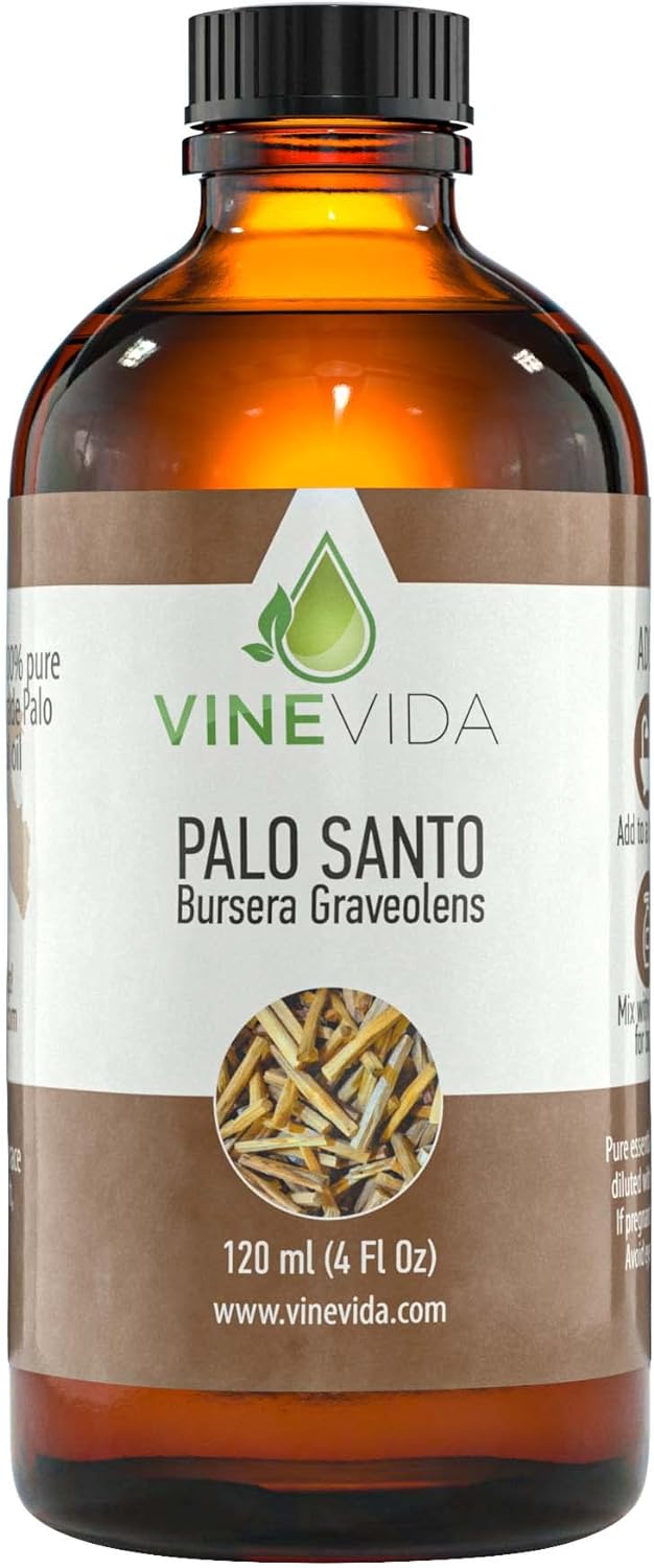 VINEVIDA Palo Santo Essential Oil 4 oz - Undiluted Palo Santo Oil 4 oz - DIY Candle Scents for Candlemaking - Bulk Essential Oil for Soap Making Safe for Skin
