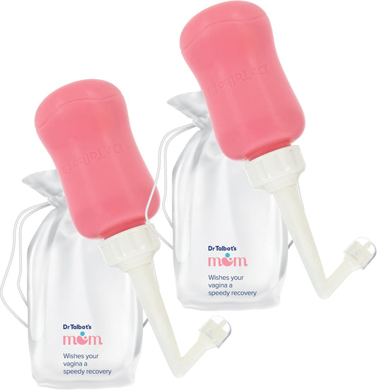 Dr. Talbot's Mom Postpartum Peri Bottle with Carry Bag - (2 Pack) 12.2 fl oz - Silicone Perineal Spray Bottle for Mothers