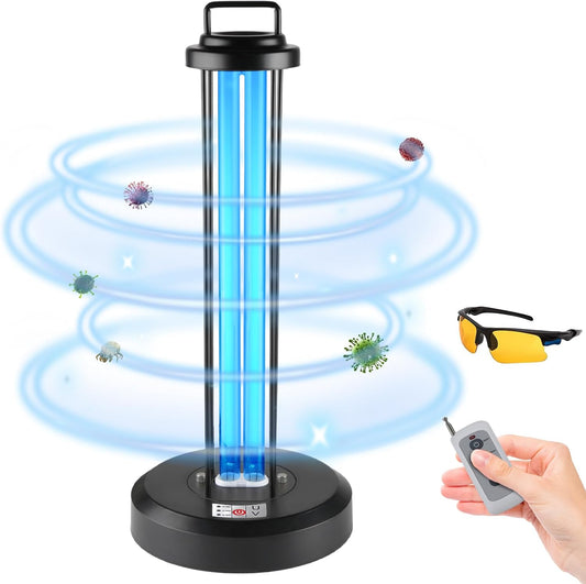 38W UV Sanitizer Light, Portable Ultraviolet Light with 3-Gear Timer and Remote Control, 110V, 99.99% UVC Ozone Free UV Lamp for Home, Office, Hotel, School