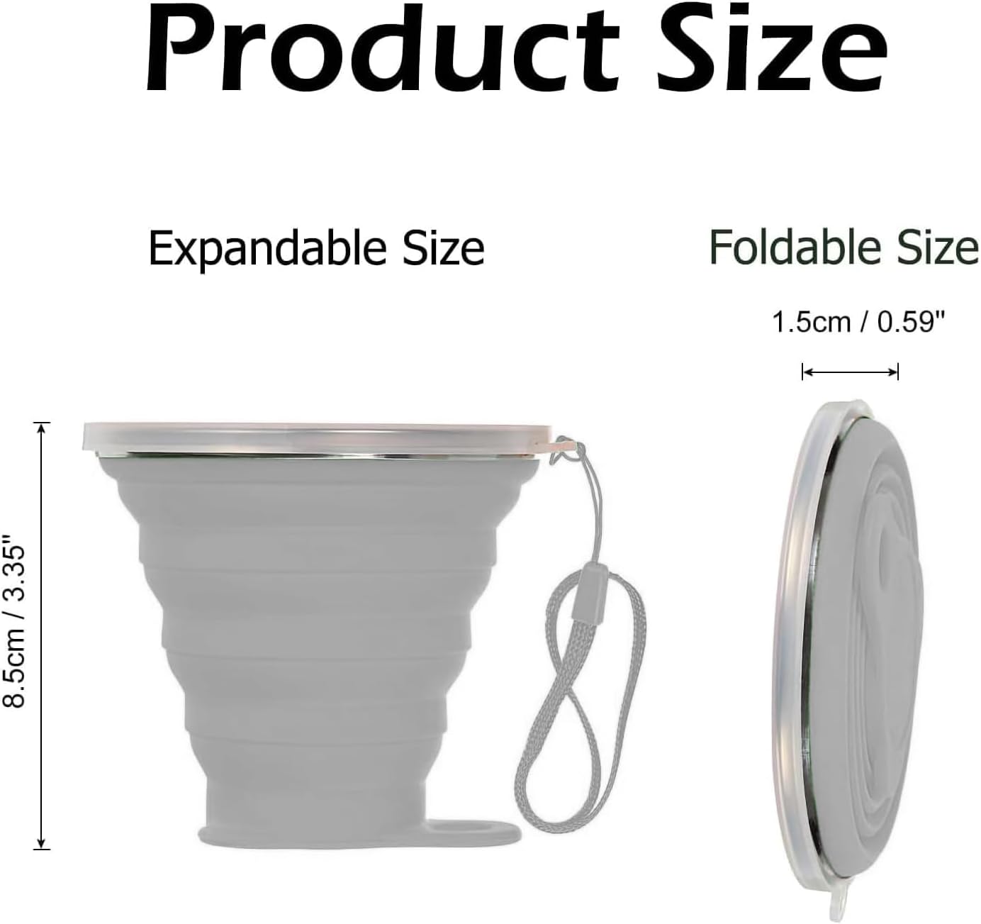 Silicone Collapsible Cup,Collapsible Cups for Camping,Folding Cup with Lids,Collapsible Coffee Cup,Reusable Drinking Mugs Cup(Grey)