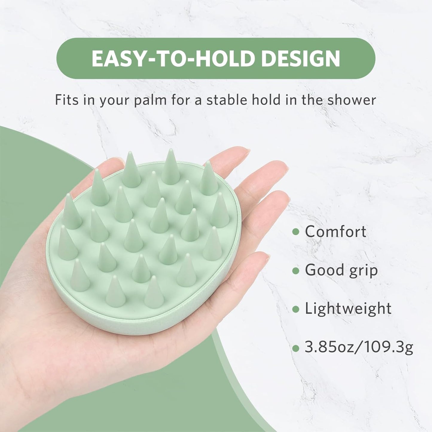 Sndyi Scalp Massager Shampoo Brush, Scalp Scrubber with Soft Silicone Bristles, Scalp Exfoliator for Dandruff Removal, Wheat Straw Hair Scalp Massager for Hair Growth, Wet Dry Scalp Brush, Green