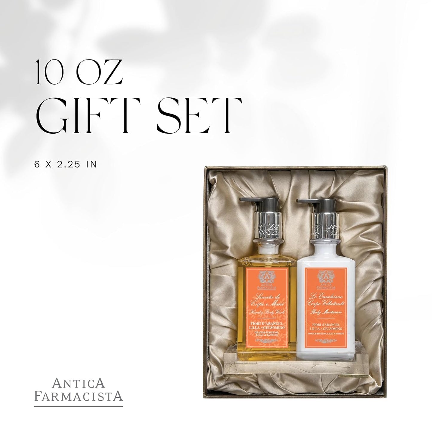 Antica Farmacista Acrylic Bath & Body Gift Set - Includes Body Wash, Body Moisturizer & Acrylic Tray - Bath & Body Gift Set for Women - Orange Blossom, Lilac & Jasmine