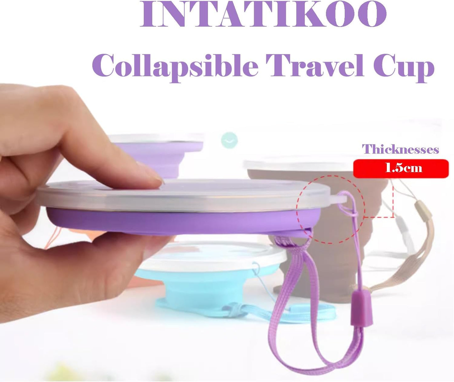 Silicone Collapsible Cups for Camping Travel,Small Portable Backpacking Camping Cup for Outdoor,Reusable Folding Travel Cup,270ml,Graduated(Purple)