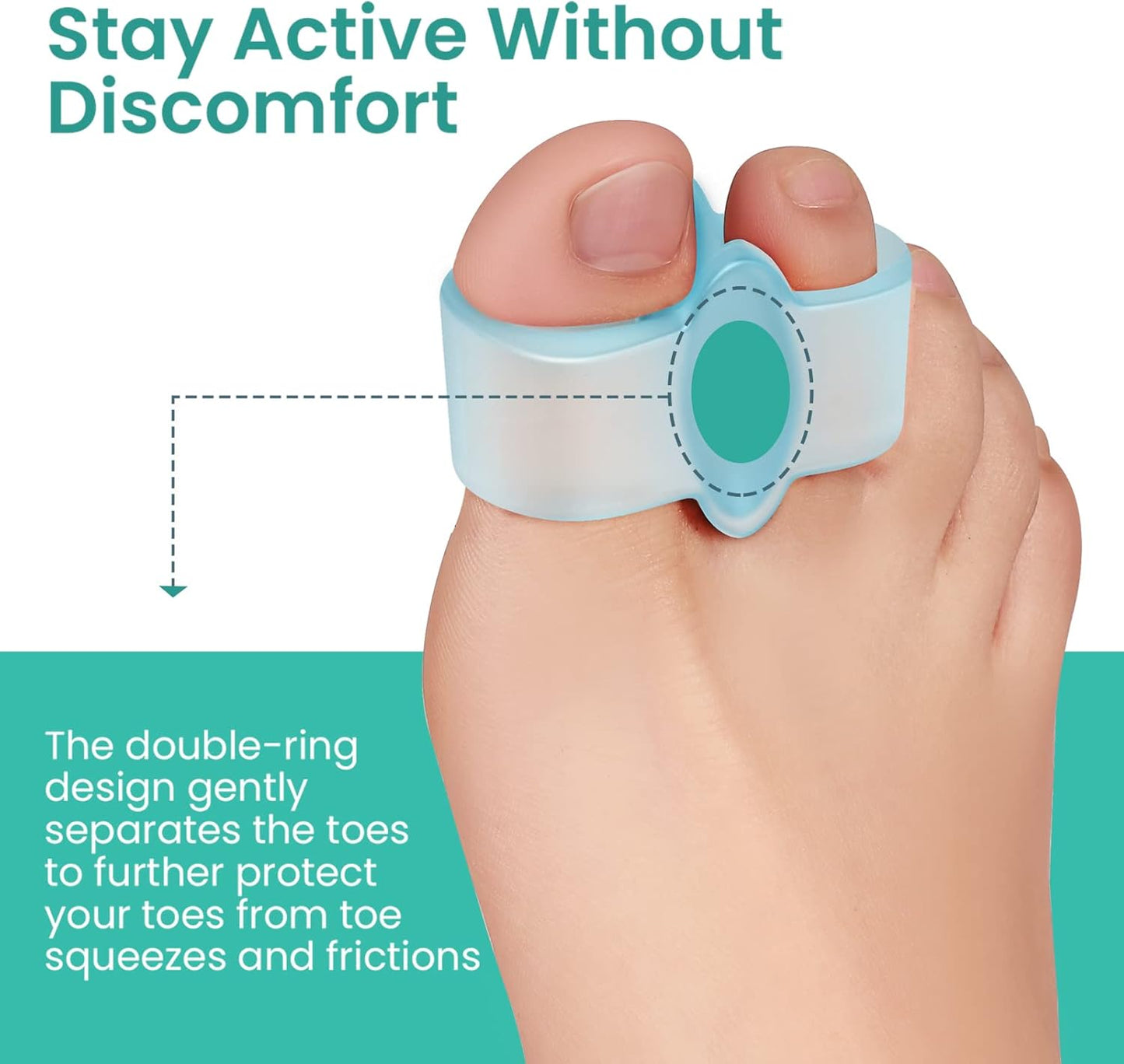 Welnove Pack of 12 Bunion Corrector, Toe Separators with 2 Loops, Big Toe Spacer Suitable for Bunion and Overlap Toe (Blue)