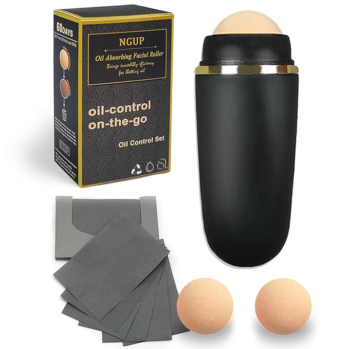 103 PCS Volcanic Roller Oily Skin Oil Control On The Go Volcanic Face Roller Oil Absorbing Volcanic Roller with Oil Blotting Sheet Paper for Oily Skin Care Oil Control Film Tissues (Type2)